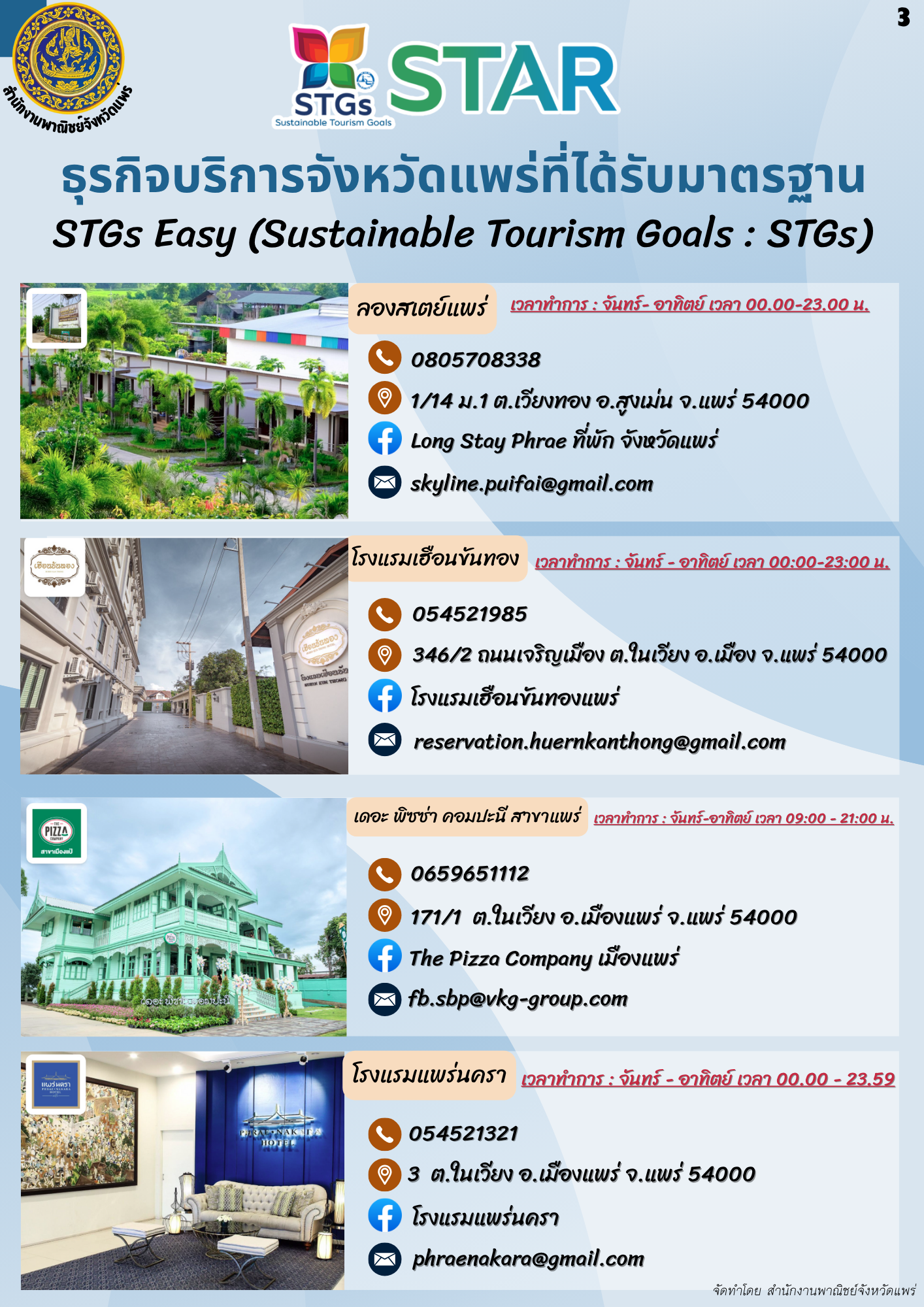 สำนักงานพาณิชย์จังหวัดพิจิตร ขอประชาสัมพันธ์ธุรกิจบริการจังหวัดแพร่ที่ ...